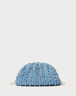 Loeffler Randall Bailey Blue Floral Pleated Clutch