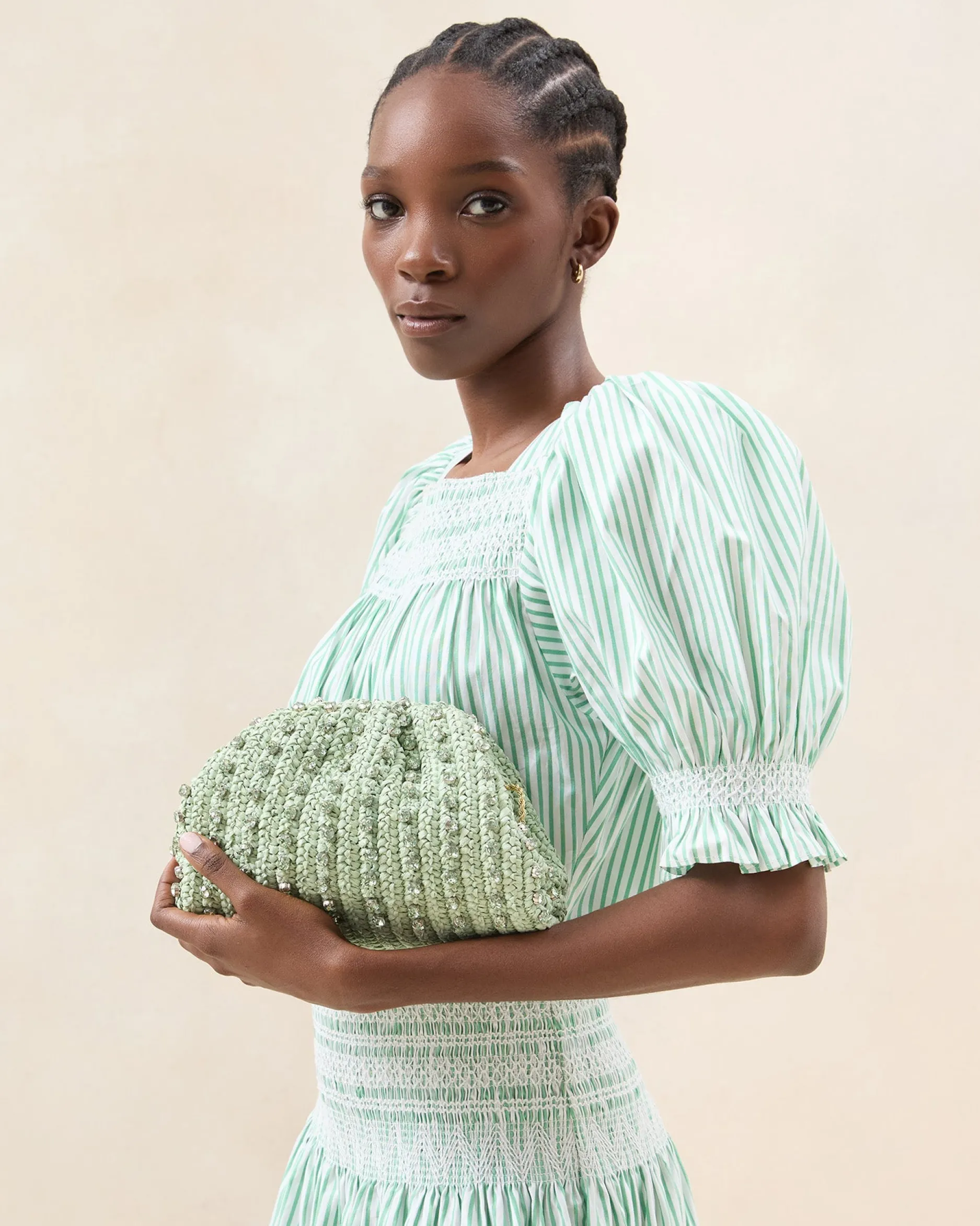 Loeffler Randall Bailey Blue Floral Pleated Clutch