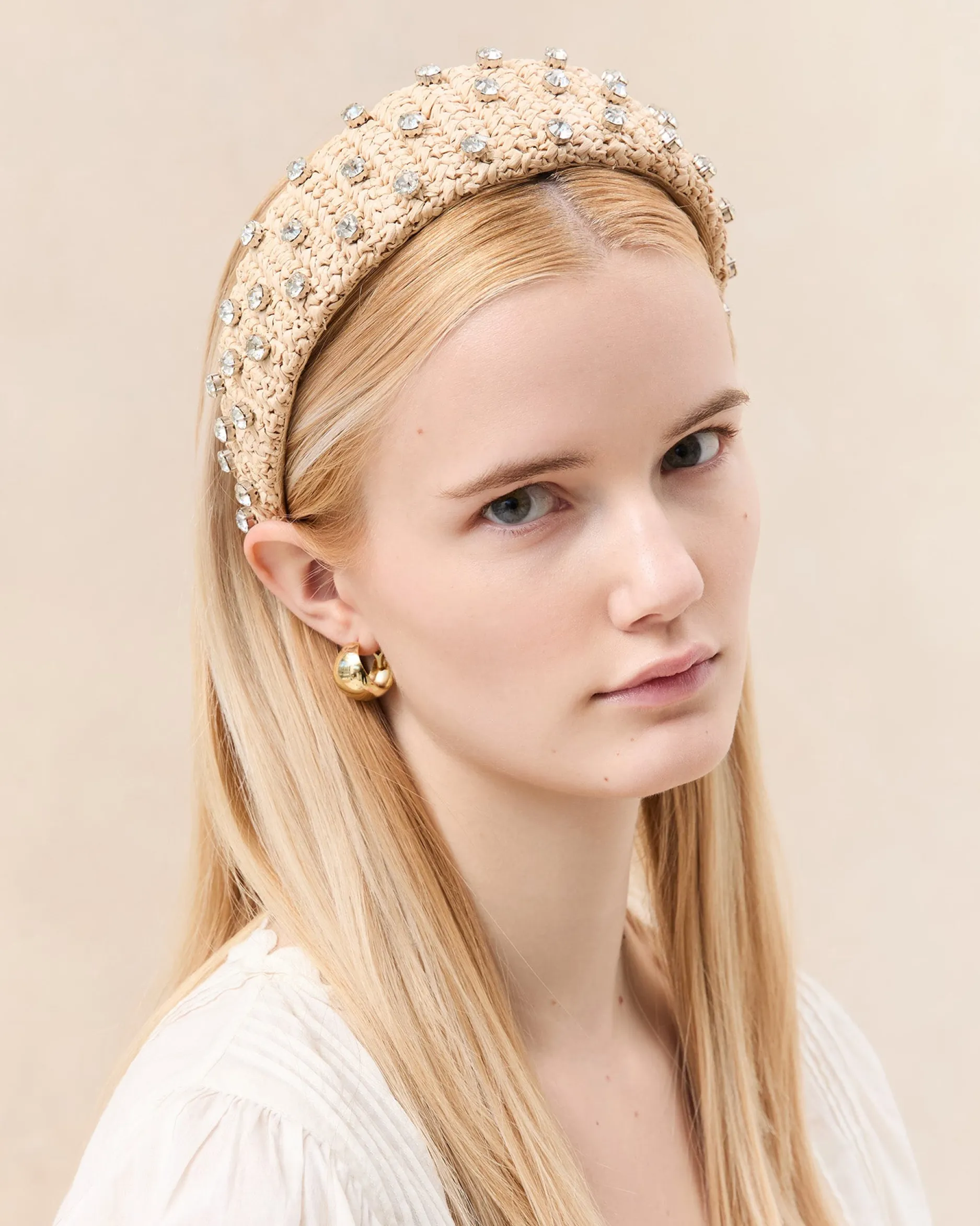 Loeffler Randall Bellamy Natural/Crystal Puffy Headband