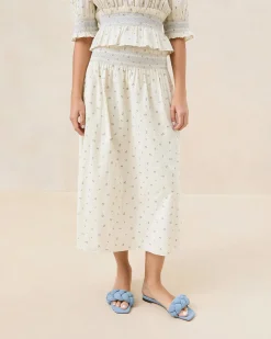 Loeffler Randall Theodora Cream Floral Cinched Skirt