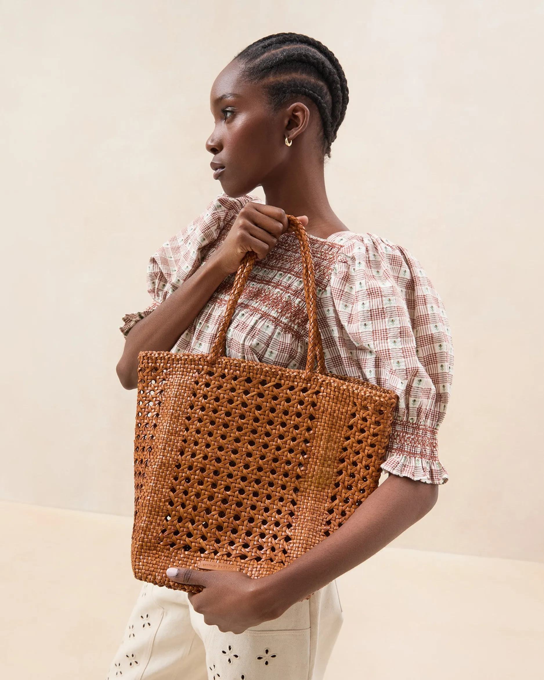 Loeffler Randall Angelo Timber Woven Leather Tote