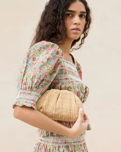 Loeffler Randall Bailey White Pleated Dome Clutch