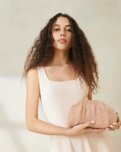 Loeffler Randall Bailey White Pleated Dome Clutch