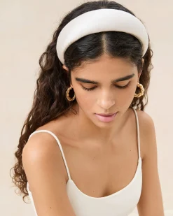 Loeffler Randall Bellamy Blue Satin Puffy Headband