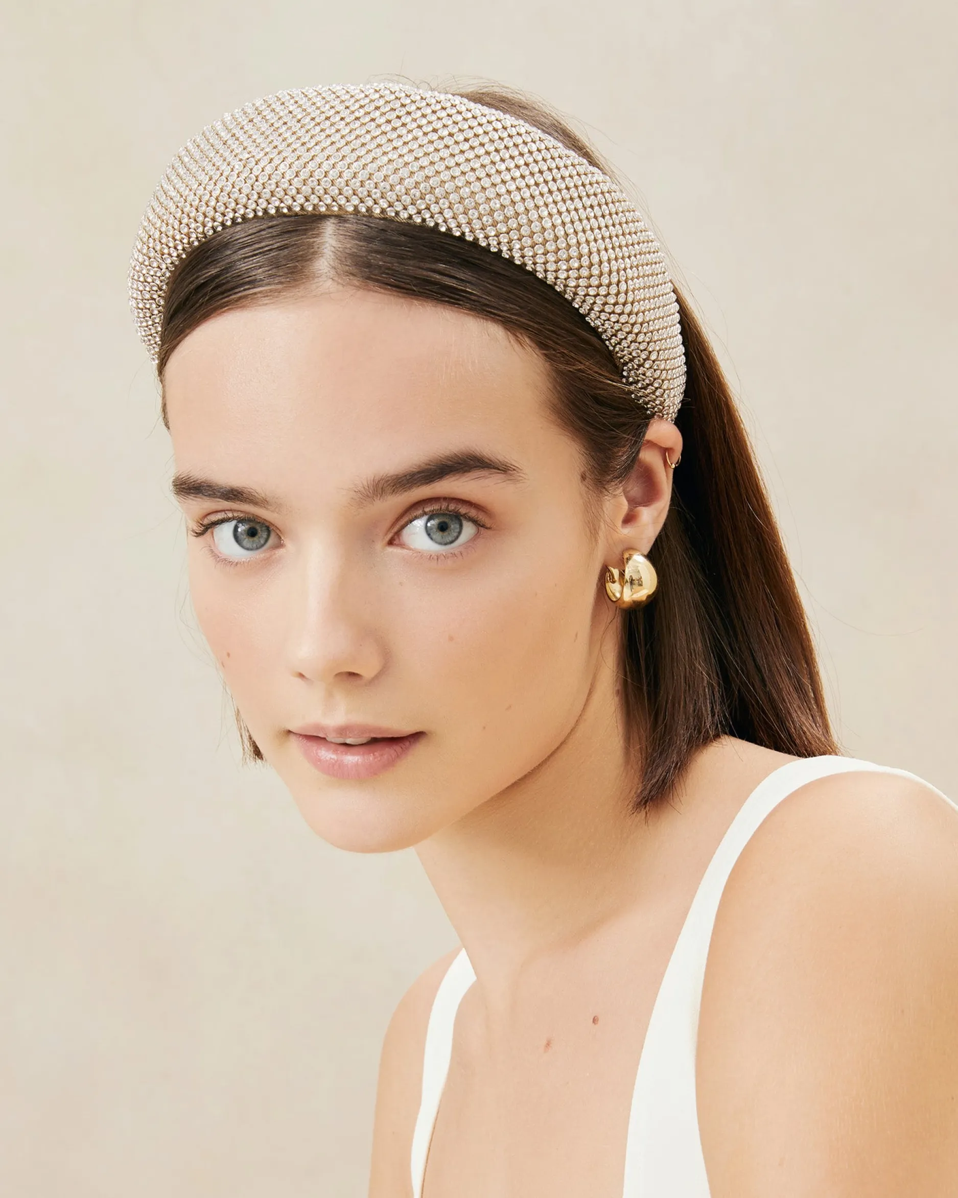 Loeffler Randall Bellamy Blue Satin Puffy Headband