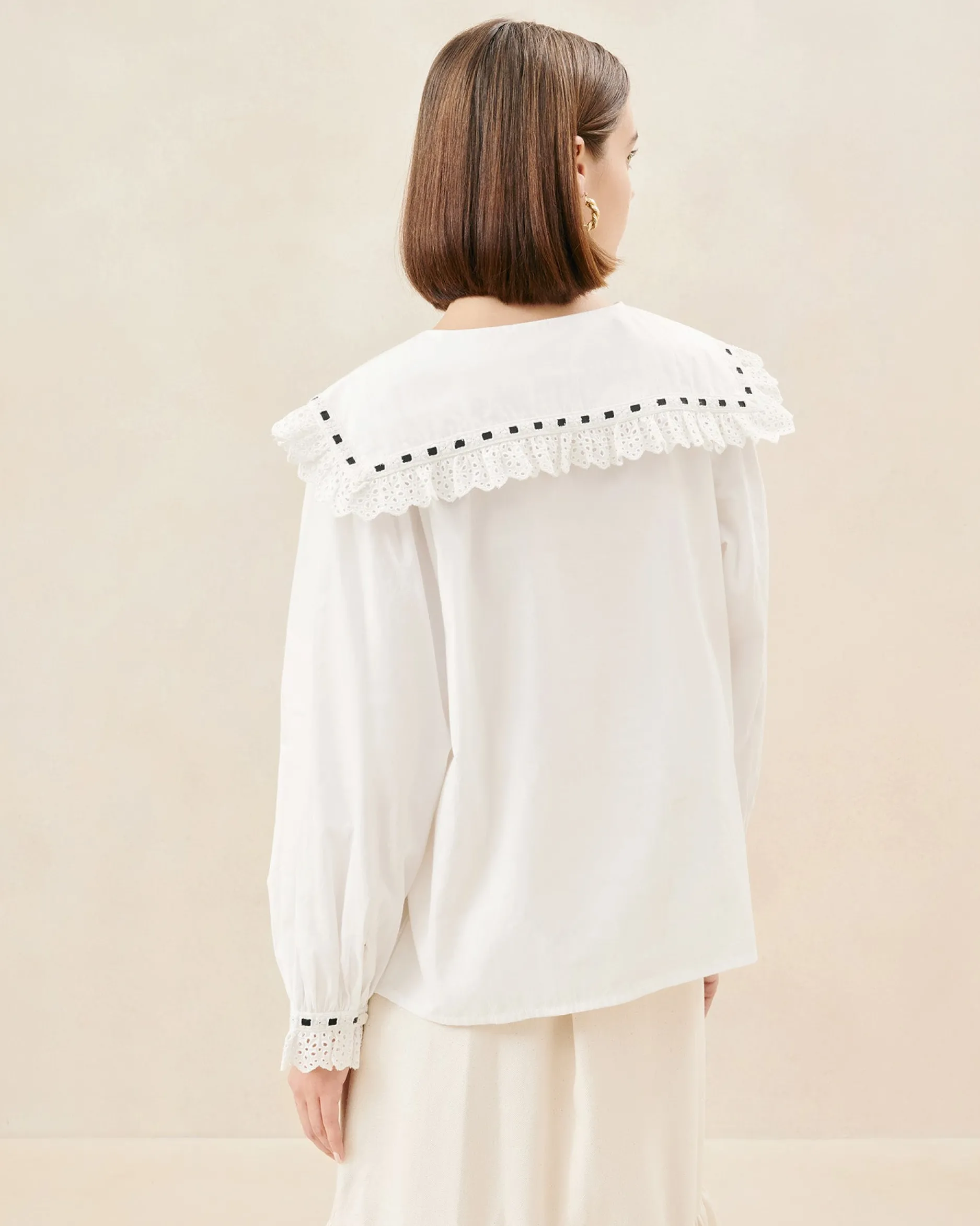 Loeffler Randall Daisy Blue Broderie Collared Blouse