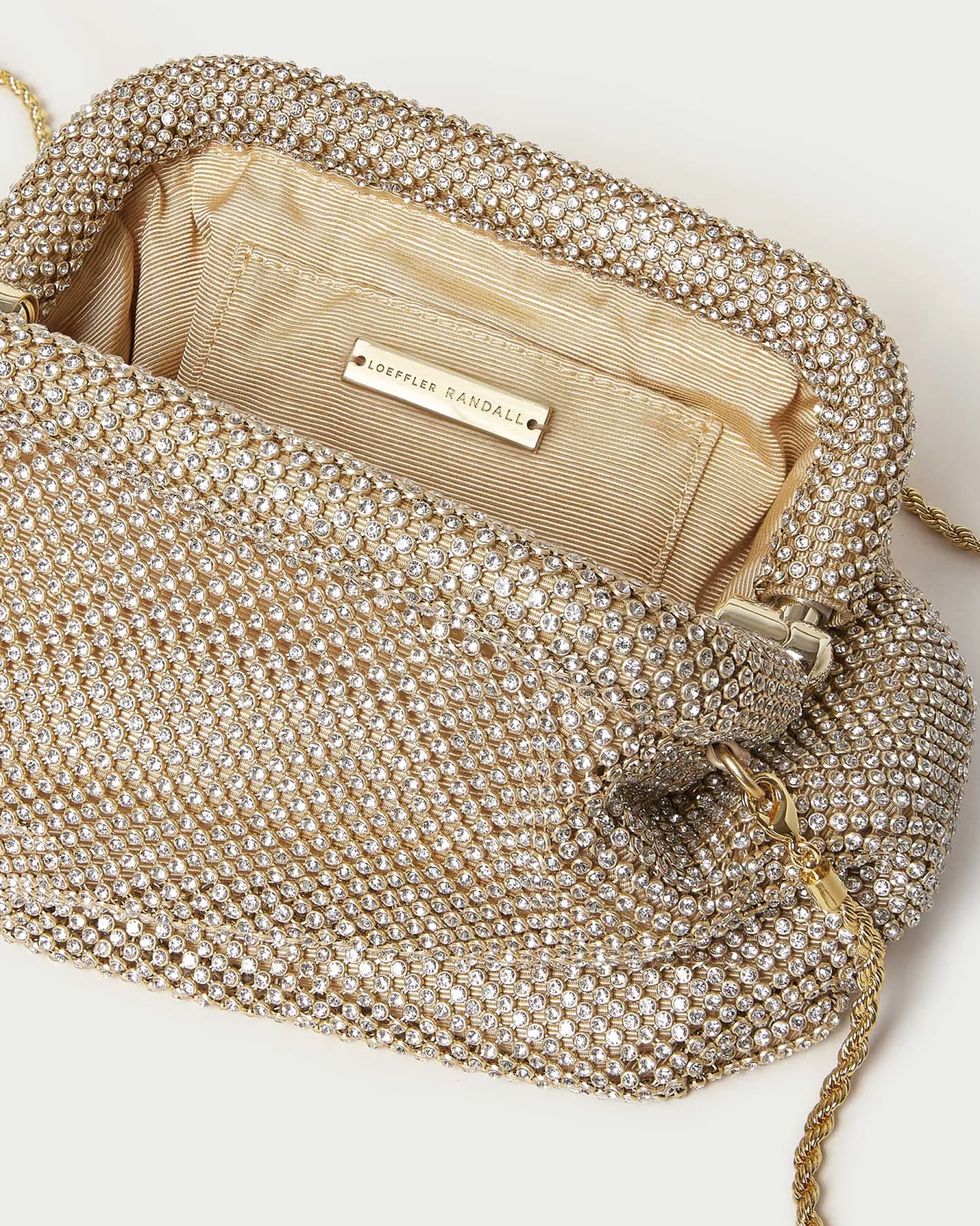 Loeffler Randall Doreen Gold Diamanté Frame Pouch
