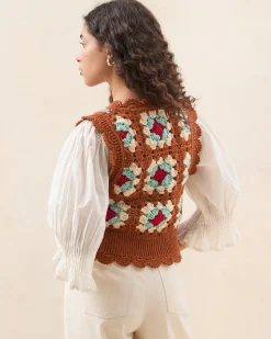 Loeffler Randall Eddie Brown/Cream Floral Vest