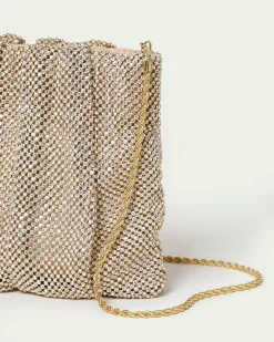 Loeffler Randall Ember Gold Diamanté Gathered Clutch