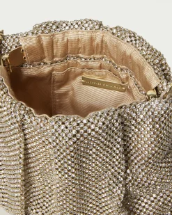 Loeffler Randall Ember Gold Diamanté Gathered Clutch