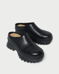 Loeffler Randall Gemma Black Leather Lug Mule