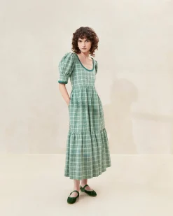 Loeffler Randall Gillian Blue Floral Puff-Sleeve Dress