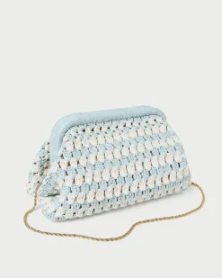Loeffler Randall Glenda Blue/Cream Crochet Clutch