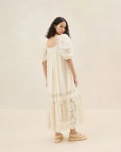 Loeffler Randall Jo Cream Puff-Sleeve Dress