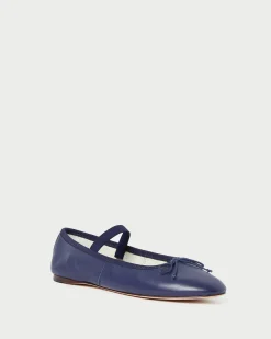 Loeffler Randall Leonie Navy Leather Ballet Flat