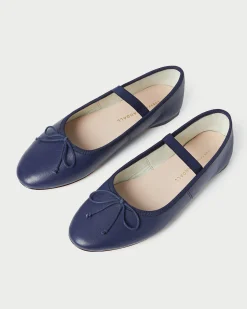 Loeffler Randall Leonie Navy Leather Ballet Flat