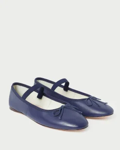 Loeffler Randall Leonie Navy Leather Ballet Flat