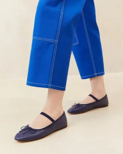 Loeffler Randall Leonie Navy Leather Ballet Flat