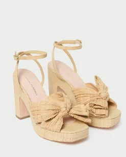 Loeffler Randall Lucia Natural Pleated Bow Platform