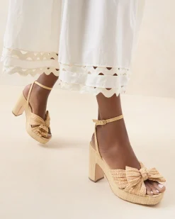 Loeffler Randall Lucia Natural Pleated Bow Platform