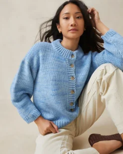Loeffler Randall Maddie Blue Mock Neck Cardigan