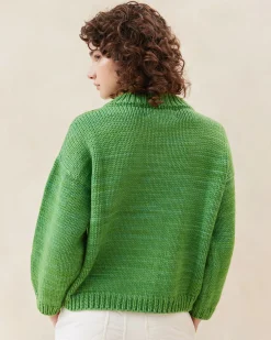 Loeffler Randall Maddie Blue Mock Neck Cardigan