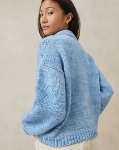 Loeffler Randall Maddie Sapphire Mock Neck Cardigan