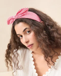 Loeffler Randall Meadow Red Gingham Knot Headband