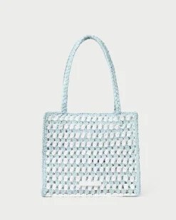 Loeffler Randall Missy Blue/Cream Crochet Tote