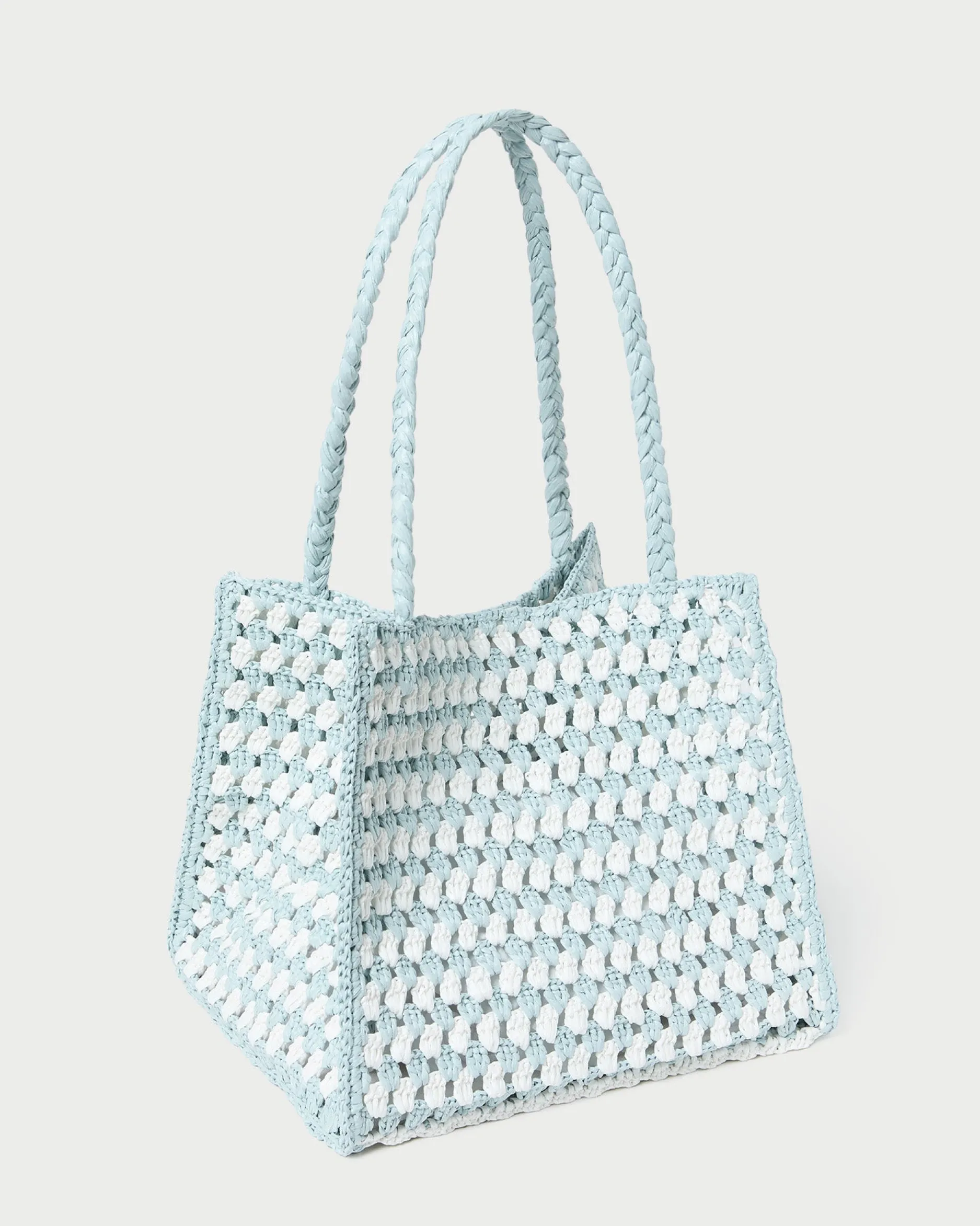 Loeffler Randall Missy Blue/Cream Crochet Tote