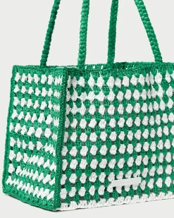 Loeffler Randall Missy Blue/Cream Crochet Tote