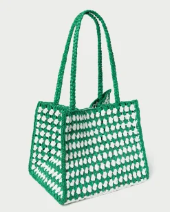 Loeffler Randall Missy Blue/Cream Crochet Tote