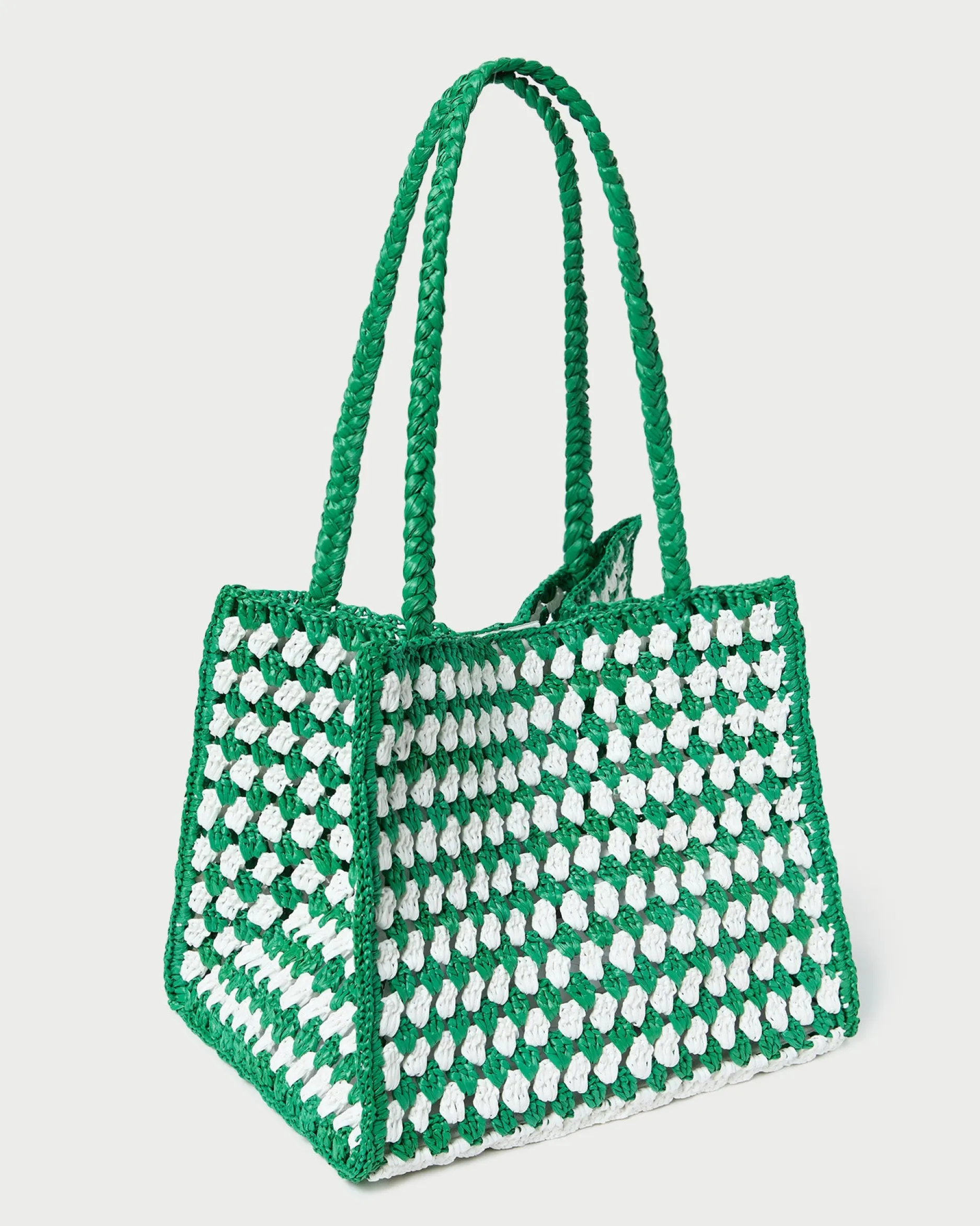 Loeffler Randall Missy Blue/Cream Crochet Tote