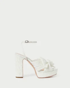 Loeffler Randall Natalia White Lace Bow Heel