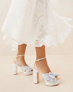 Loeffler Randall Natalia White Lace Bow Heel