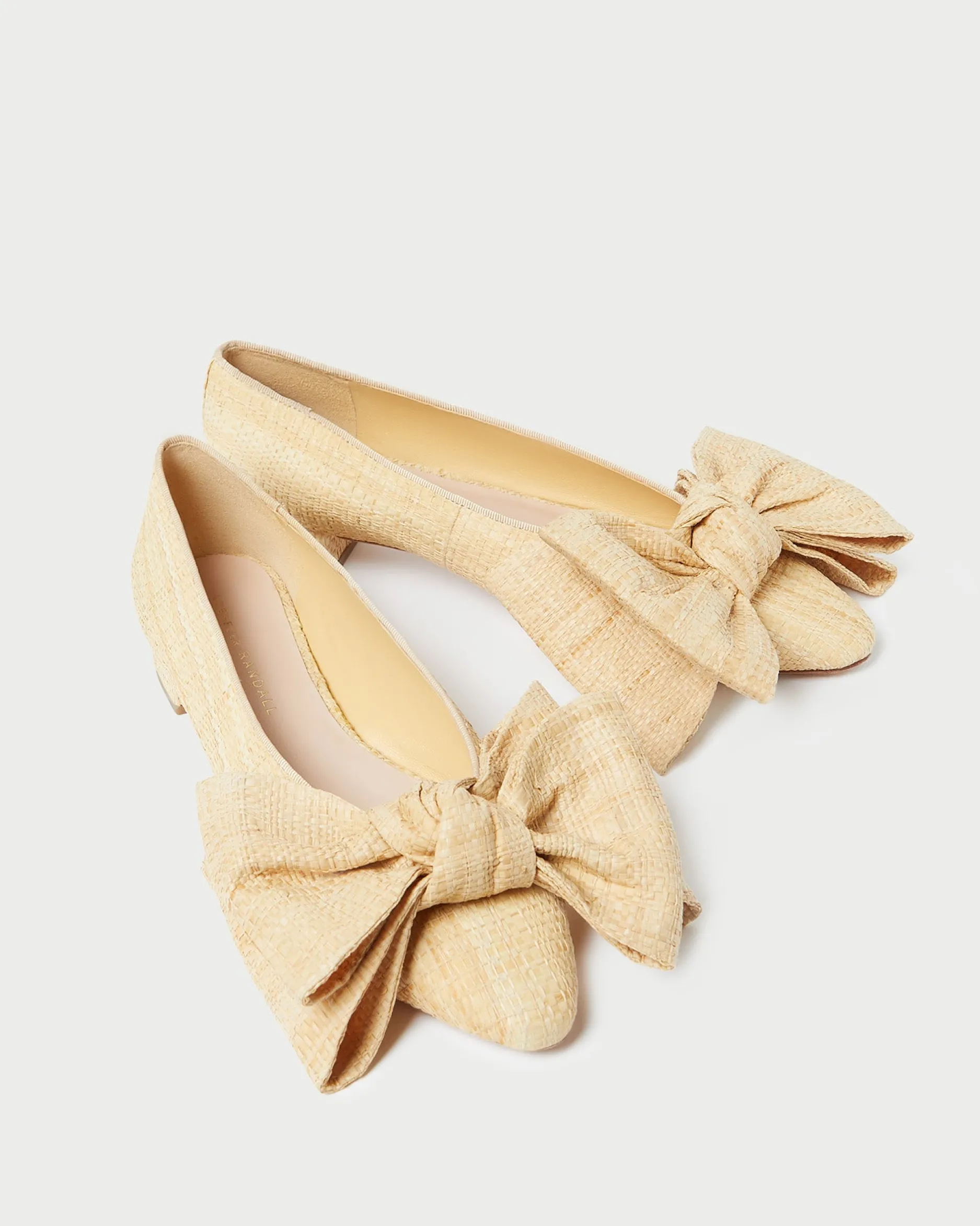 Loeffler Randall Noa Natural Raffia Bow Flat