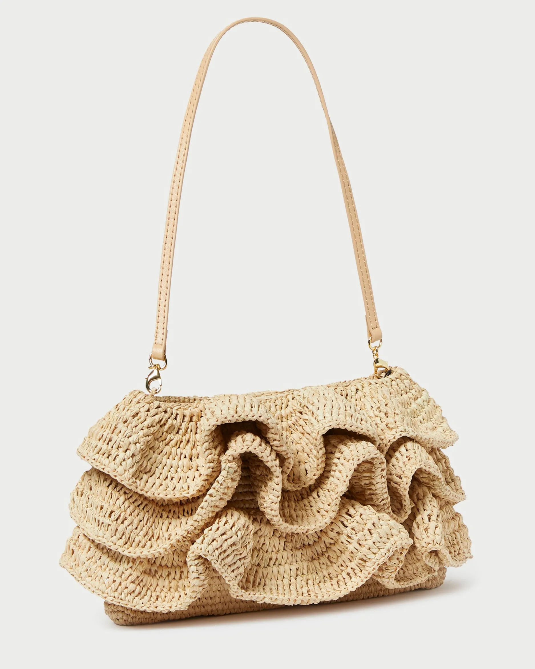 Loeffler Randall Odette Natural Ruffle Clutch