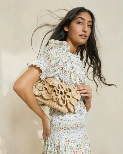 Loeffler Randall Odette Natural Ruffle Clutch