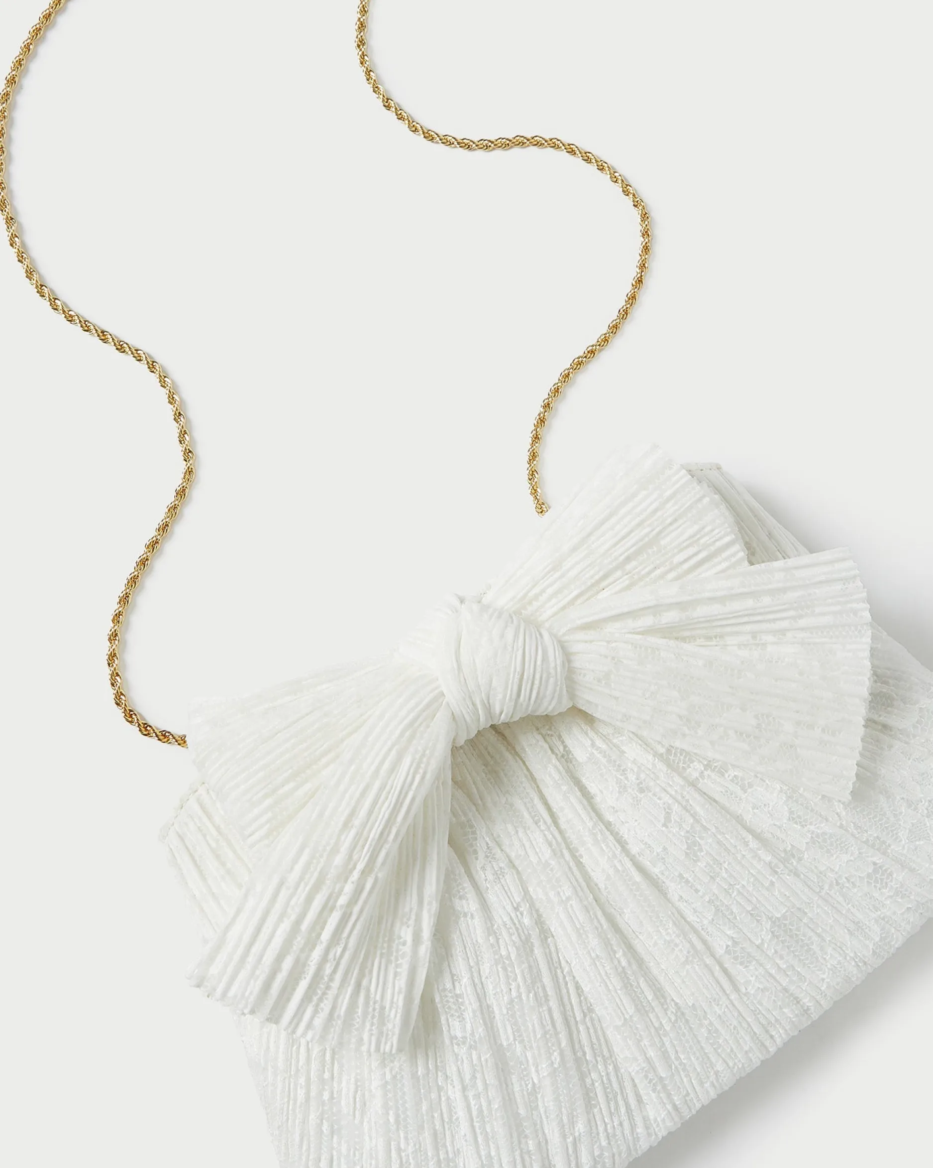 Loeffler Randall Rayne White Lace Bow Clutch
