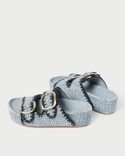 Loeffler Randall Theo Blue Raffia Footbed Sandal