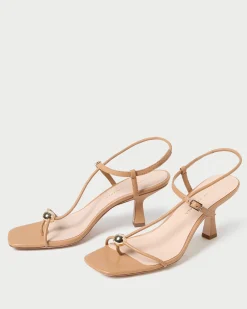 Loeffler Randall Triana Dune Leather Mid-Heel Sandal