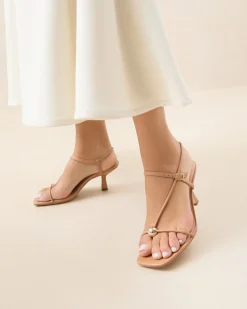 Loeffler Randall Triana Dune Leather Mid-Heel Sandal