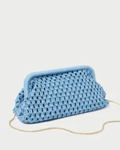 Loeffler Randall Trudie Blue Crochet Frame Clutch