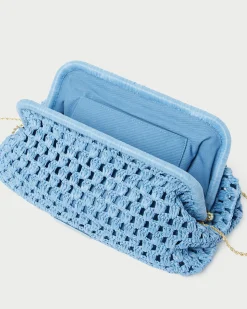 Loeffler Randall Trudie Blue Crochet Frame Clutch