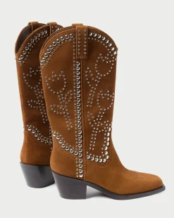 Loeffler Randall Wilder Cacao Studded Suede Boot